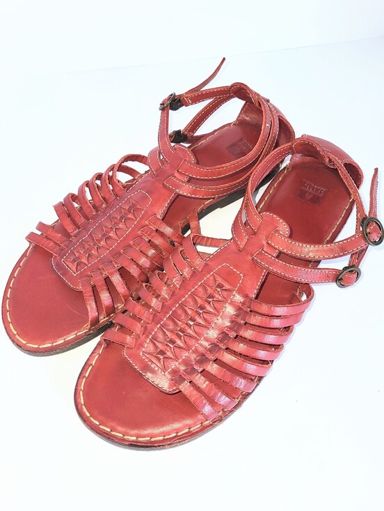 Frye Shoes - Frye Kayla Huarache Sandals Caged Gladiator Genuine Leather Oxblood Red Size 8.5